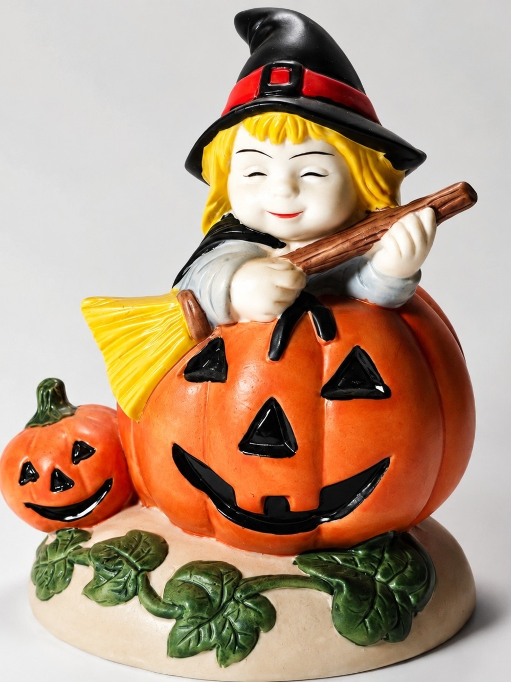 Vintage Walmart Halloween Witch JackO Lantern Ceramic Pumpkin Fall Decor